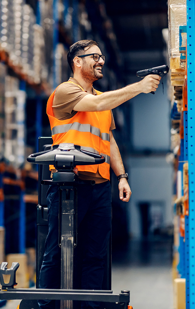 warehouse worker scanning