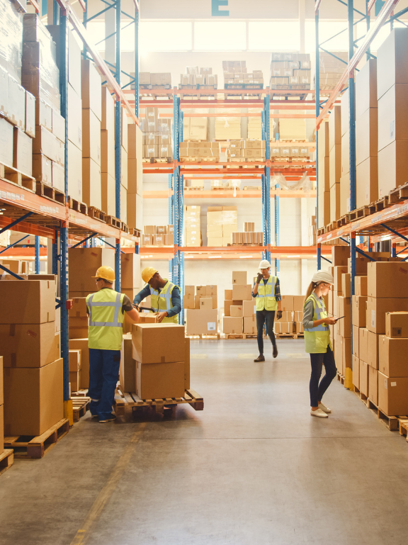 warehouse workers picking boxes